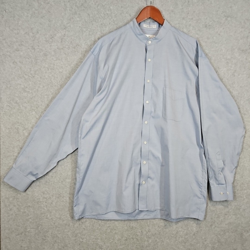 Enro Ultra Pinpoint Button Down Shirt Men's 17 35/36 Tall Blue Long Sleeve